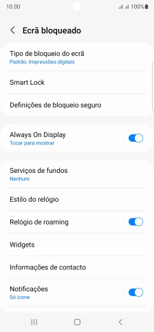 Prima Tipo de bloqueio do ecrã e introduza o código adicional de bloqueio do telefone que criou anteriormente.