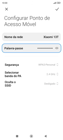 Prima Palavra-passe e introduza a password pretendida.