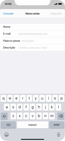 Prima E-mail e introduza o seu endereço de e-mail Vodafone.