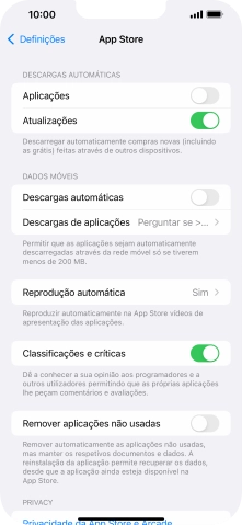 Prima o indicador junto aos tipos de conteúdo pretendidos para ativar ou desativar a função.