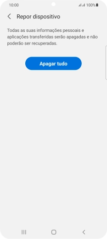 Prima Apagar tudo. Aguarde um momento enquanto o telefone restabelece as definições originais. Siga as indicações no ecrã para configurar o telefone de modo que este fique pronto a ser utilizado.