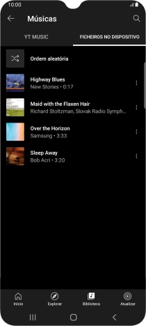 Prima o ficheiro de música pretendido.