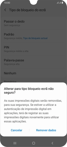 Prima Remover dados.