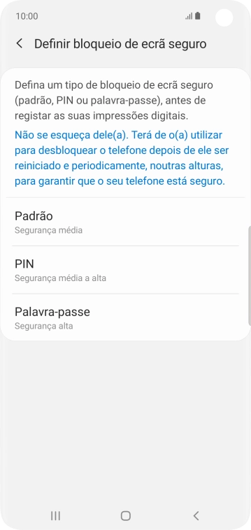 Prima o código de bloqueio do telefone pretendido e siga as indicações no ecrã para estabelecer um código de bloqueio adicional.