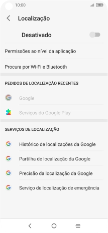 Prima o indicador para ativar ou desativar a função.