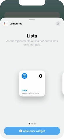Para escolher a dimensão pretendida para o widget, deslize o dedo para a direita ou para a esquerda sobre o ecrã.