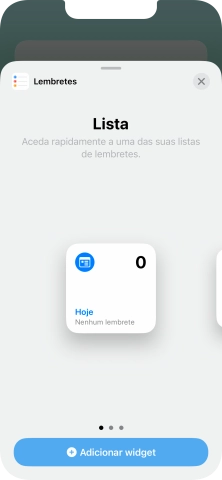 Para escolher a dimensão pretendida para o widget, deslize o dedo para a direita ou para a esquerda sobre o ecrã.