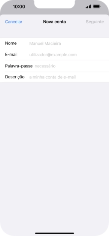 Prima Nome e introduza o nome do remetente pretendido.