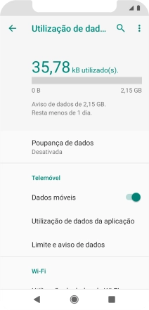 O consumo total de dados é agora mostrado no ecrã.