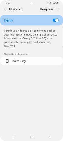 Prima o dispositivo Bluetooth pretendido e siga as indicações no ecrã para emparelhar o dispositivo pretendido com o telefone.