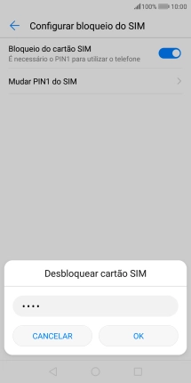 Introduza o seu código PIN e prima OK.