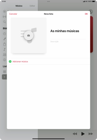 Prima Adicionar música.