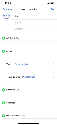 Prima Apelido e introduza o apelido.