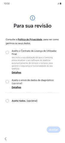 Prima o campo ao lado das definições pretendidas para as selecionar.