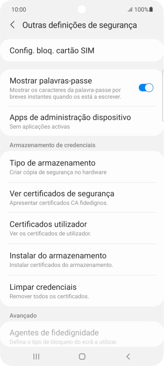 Prima Config. bloq. cartão SIM.