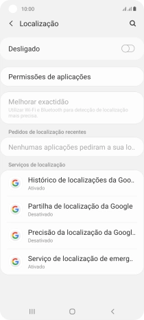 Prima o indicador para ativar ou desativar a função.