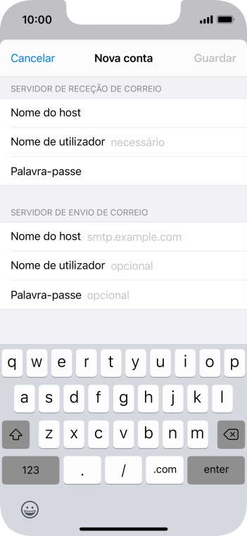 Prima Nome de utilizador e introduza o nome de utilizador da sua conta de e-mail.