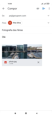 Prima o ícone para enviar quando terminar de escrever o seu e-mail.