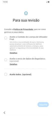 Prima o campo ao lado das definições pretendidas para as selecionar.