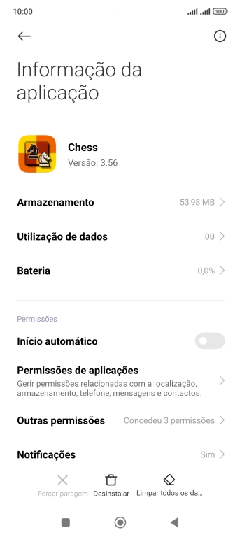 Prima a tecla de início para terminar e voltar ao ecrã inicial.