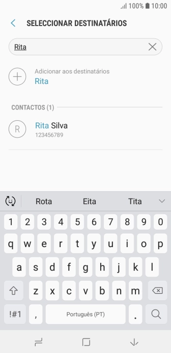 Prima o contacto pretendido.