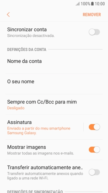 Prima Nome da conta.