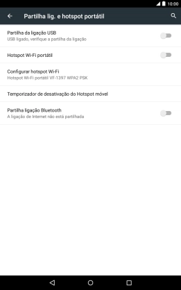 Prima Partilha da ligação USB para ativar a função. É estabelecida automaticamente uma ligação do computador à Internet através do tablet.