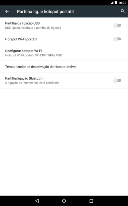 Prima Partilha da ligação USB para ativar a função. É estabelecida automaticamente uma ligação do computador à Internet através do tablet.