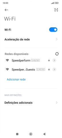 Prima a rede pretendida.