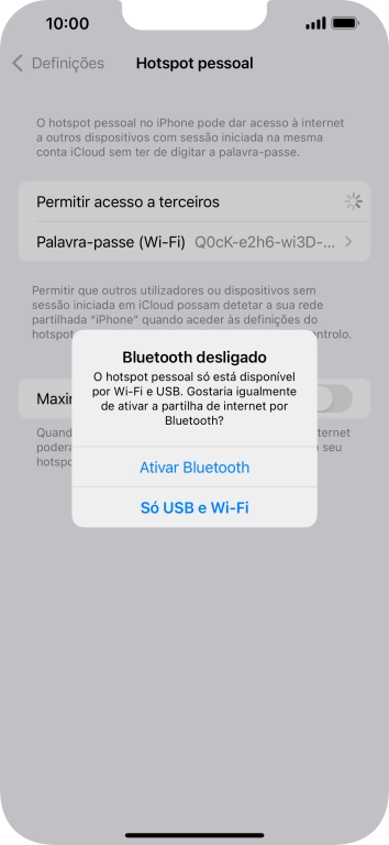 Se o Wi-Fi estiver ativado, prima Só USB e Wi-Fi .
