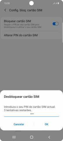 Introduza o seu código PIN e prima OK.