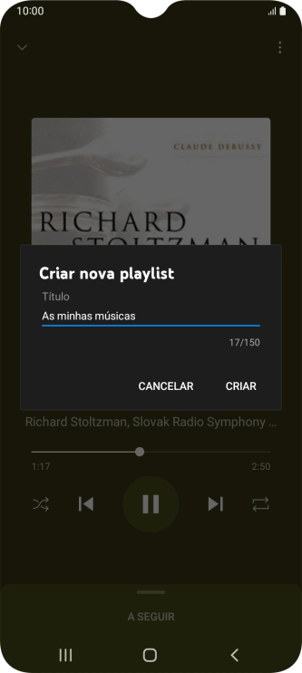 Introduza o nome pretendido para a lista de reprodução e prima CRIAR.