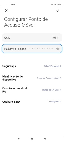 Prima SSID, e introduza o nome pretendido do hotspot Wi-Fi.