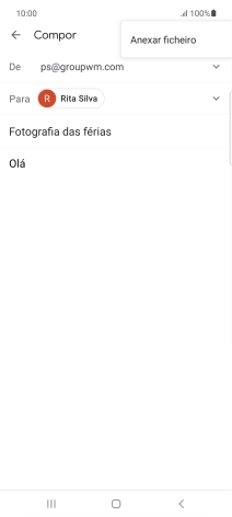 Prima Anexar ficheiro e vá até à pasta pretendida.