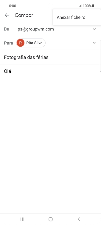 Prima Anexar ficheiro e vá até à pasta pretendida.