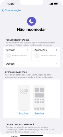 Prima Pessoas e siga as indicações no ecrã para escolher quais os contactos de que pretende receber chamadas e notificações, enquanto a função “Não incomodar” está ativada.