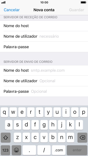 Prima Nome de utilizador e introduza o nome de utilizador da sua conta de e-mail.
