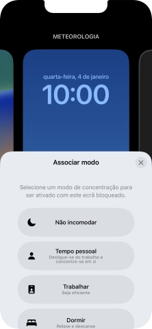 Prima o modo de concentração pretendido.