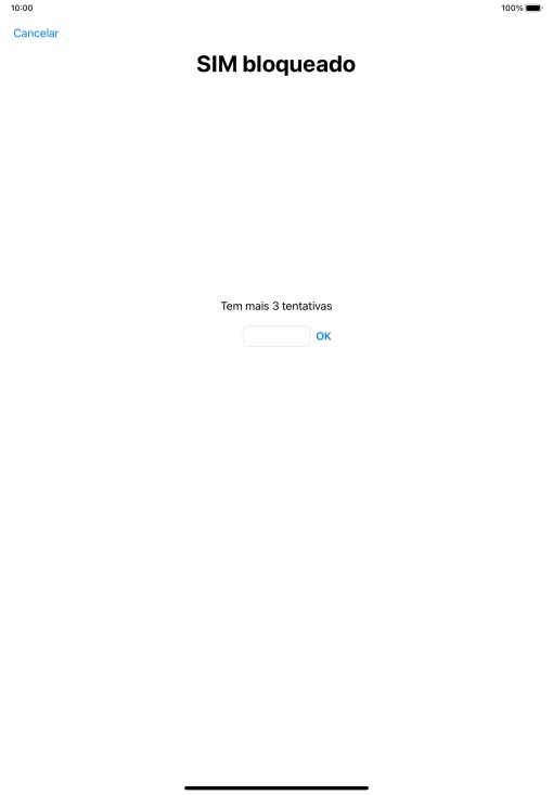 Se o cartão SIM estiver bloqueado, deve introduzir o código PIN e premir OK.