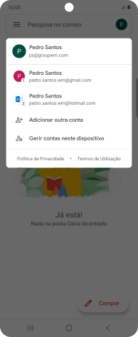 Prima a conta de e-mail pretendida.