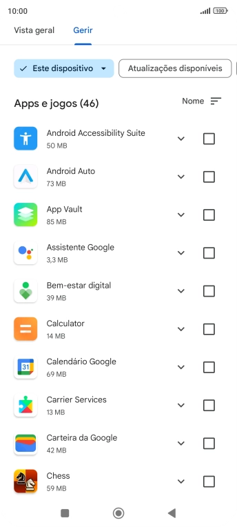 Prima a app pretendida.