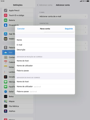 Prima Nome de utilizador e introduza o nome de utilizador da sua conta de e-mail.