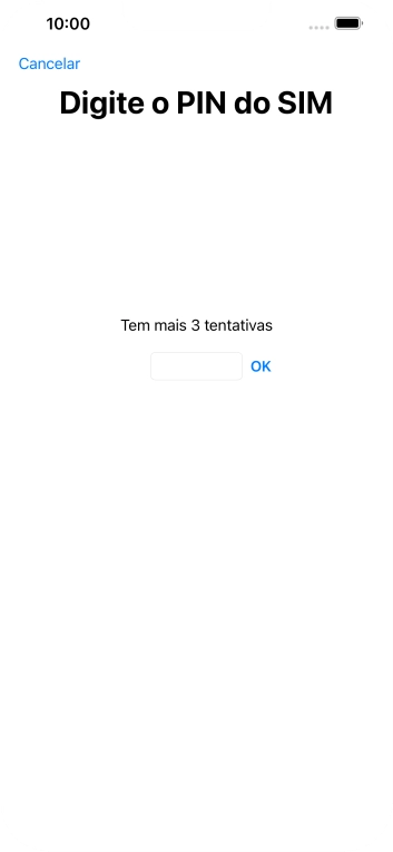 Se o cartão SIM estiver bloqueado, deve introduzir o código PIN e premir OK.