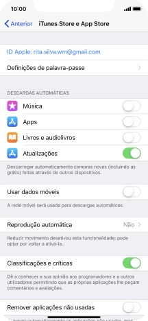Prima o indicador junto ao tipo de conteúdo pretendido para ativar ou desativar a função.