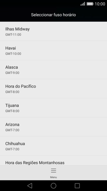 Prima o fuso horário pretendido.