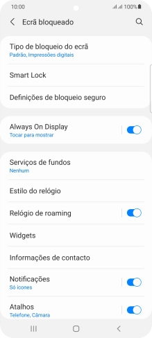 Prima Tipo de bloqueio do ecrã e introduza o código adicional de bloqueio do telefone que criou anteriormente.