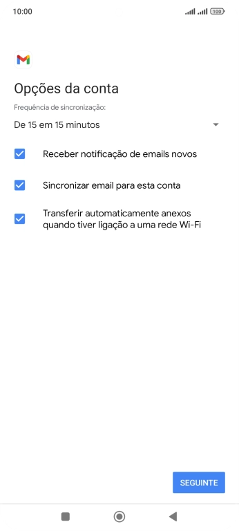 Se o ecrã mostrar esta imagem, a sua conta foi identificada e configurada automaticamente. Siga as indicações no ecrã para introduzir informações adicionais e concluir a configuração.