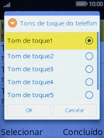 Selecione os tons de toque pretendidos para os ouvir.
