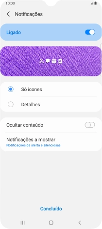 Prima as definições pretendidas para as ativar ou desativar.