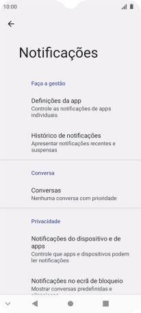 Prima Definições da app.